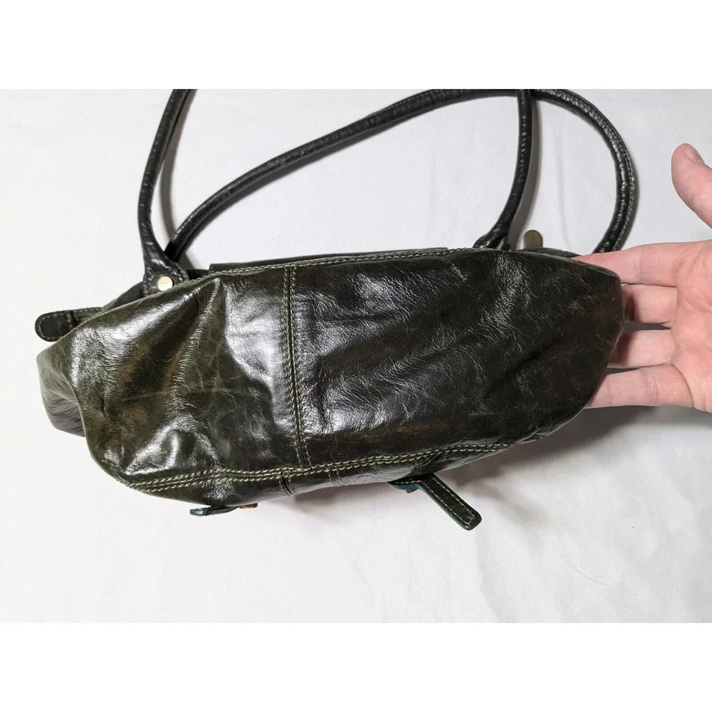 VTG ZIPPO Women Green Leather Shoulder‎ Bag